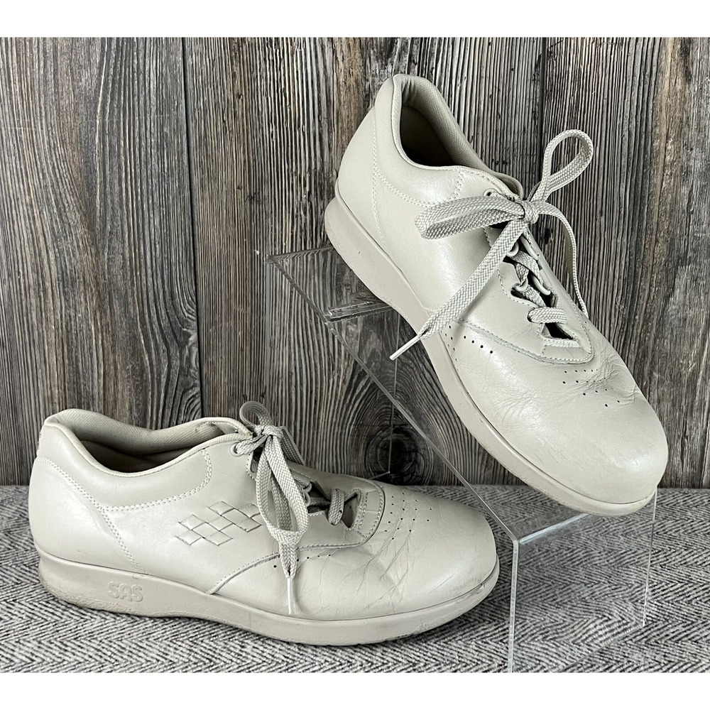 SAS Tripad Comfort Free Time Women's 7.5 Beige Leather Sneaker Walking Shoes‎